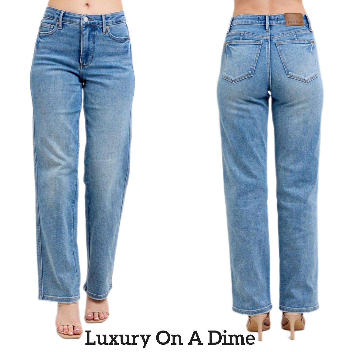 Judy Blue Tummy Control High-Rise Straight Leg Slim Fit Jeans Denim Pants