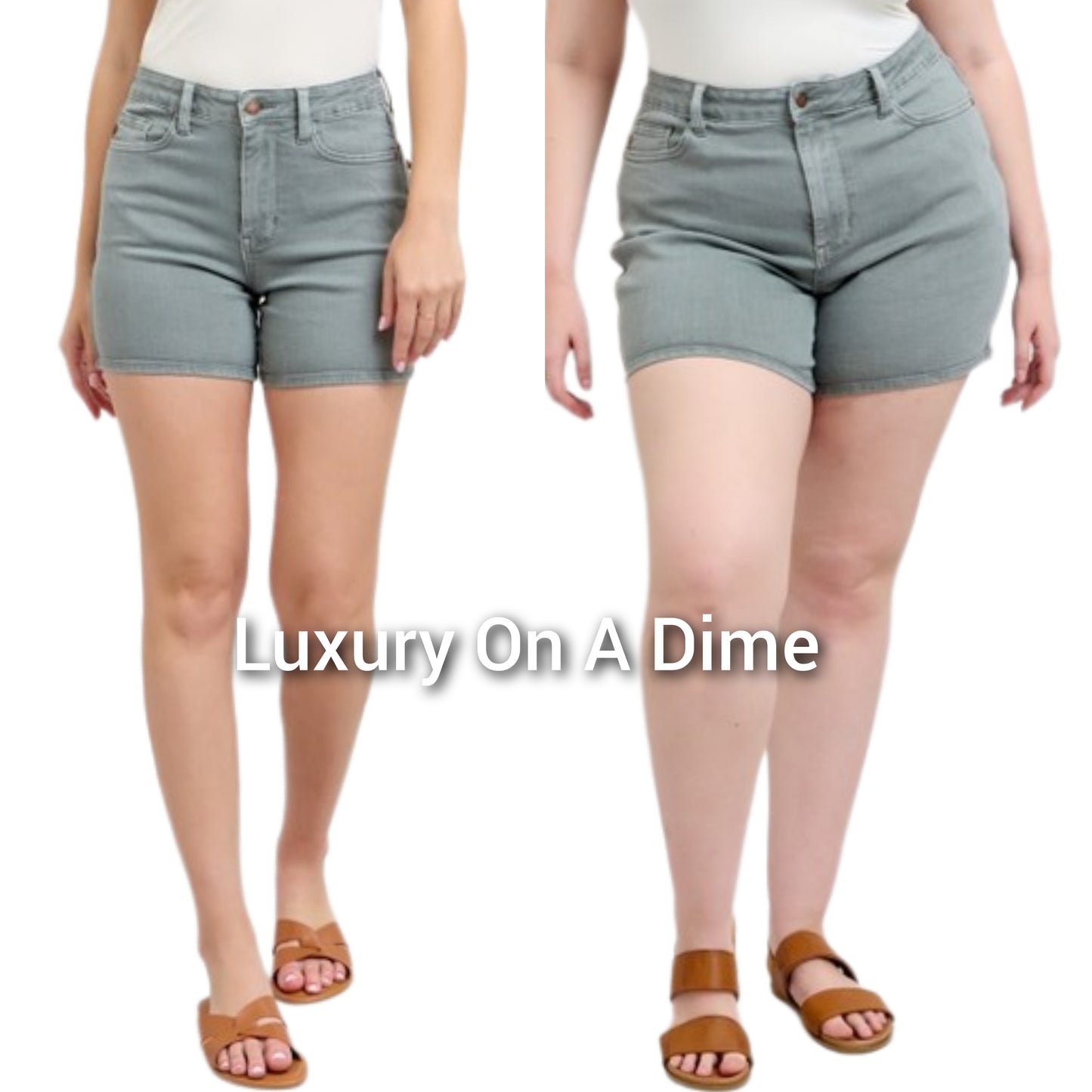 Judy Blue Embroidered Pockets High Rise Distressed Denim Mid-length Jean Shorts