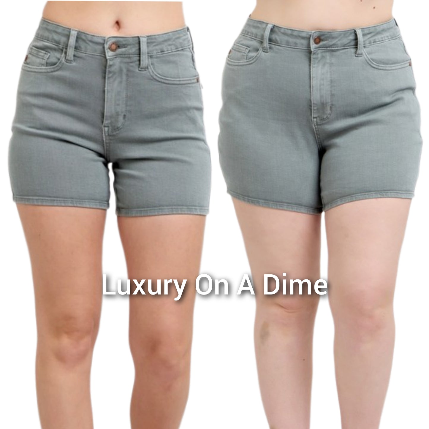 Judy Blue Embroidered Pockets High Rise Distressed Denim Mid-length Jean Shorts