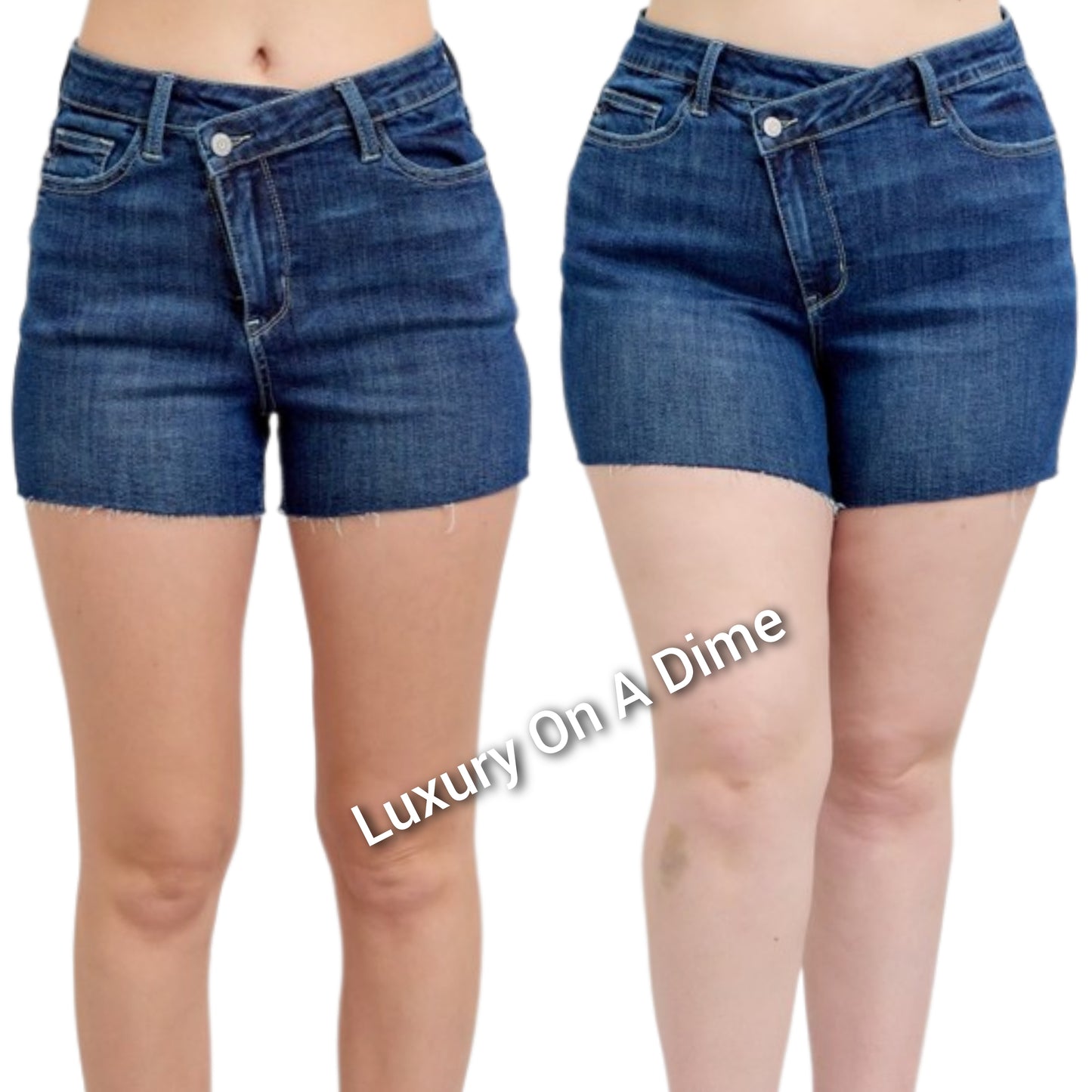 Judy Blue Full Size High Waist Criss-Cross Waistband Denim Shorts Plus Size