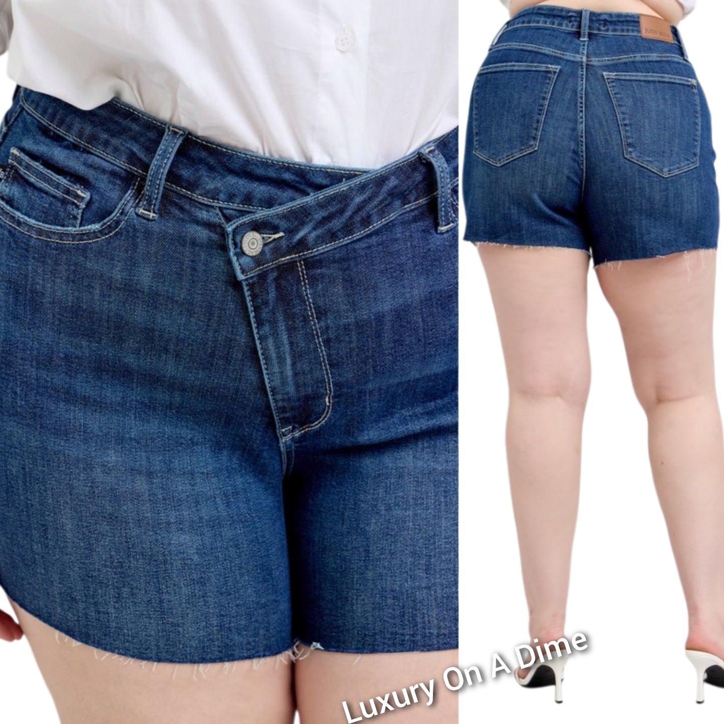 Judy Blue Full Size High Waist Criss-Cross Waistband Denim Shorts Plus Size