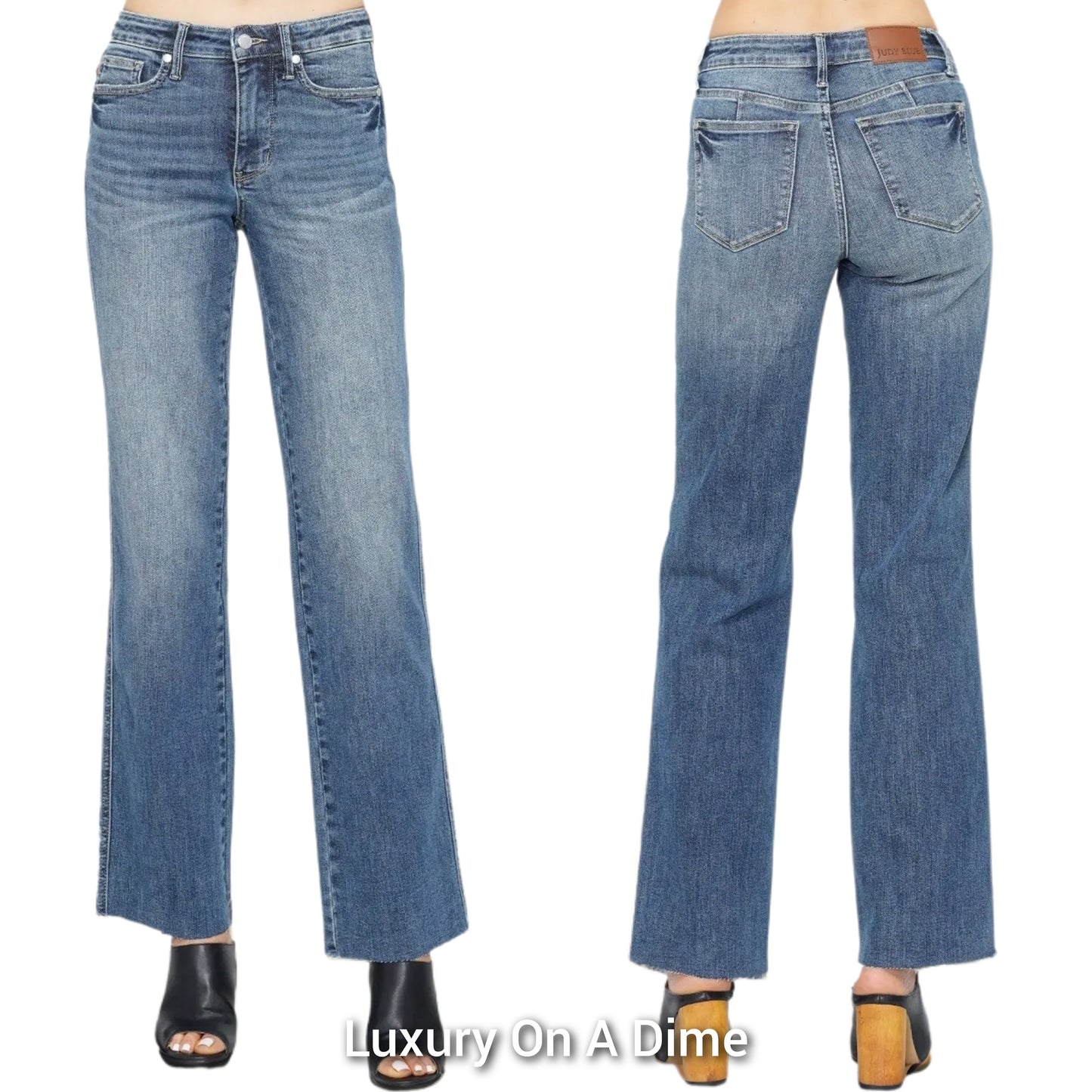 Judy Blue Tummy Control Mid-Rise Classic Straight Leg Slim Fit Jeans Denim Pants