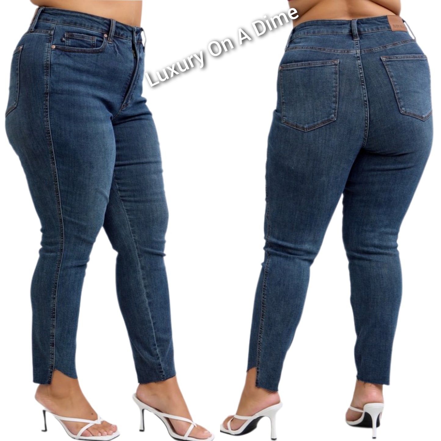 Judy Blue Tummy Control High-Rise Skinny Denim Jeans Slim Step Ankle Pants