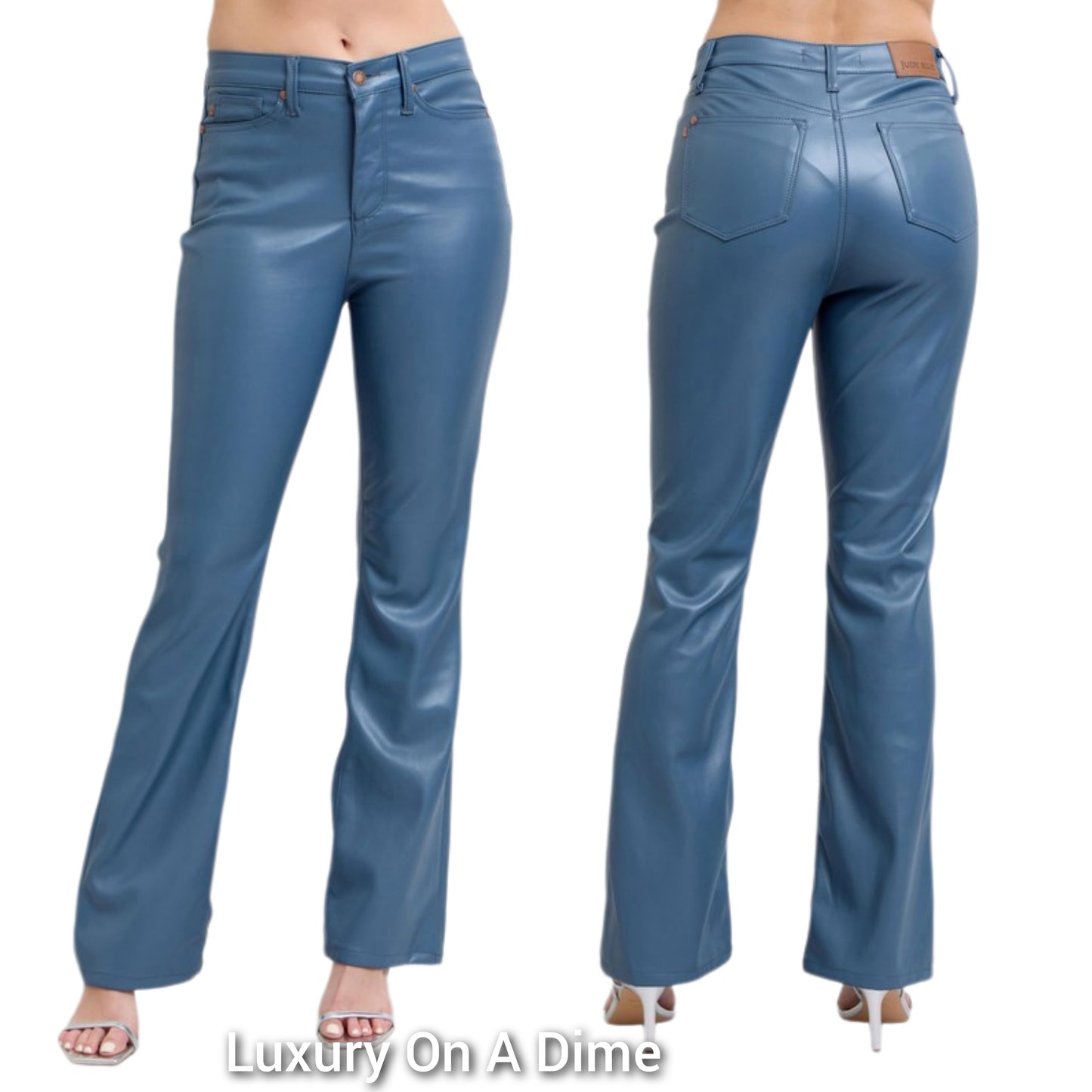 Judy Blue Tummy Control High-Rise Waist Vegan Faux Leather Slim Fit Bootcut Pants