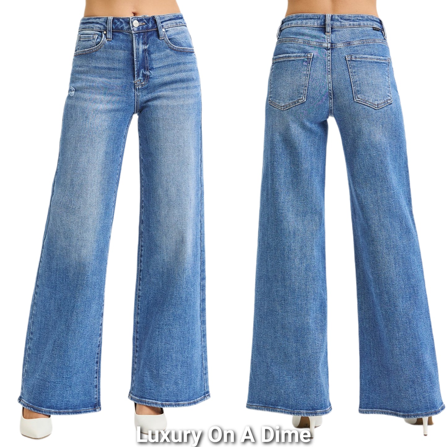 RISEN High-Rise Waist Pants Relaxed Boyfriend Fit Baggy Wide Leg Denim Jeans Plus Size Available