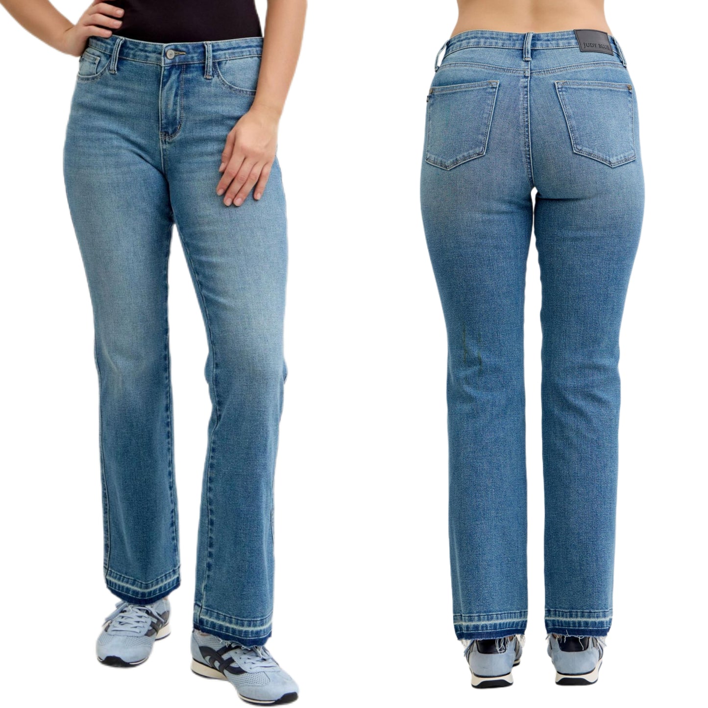 Judy Blue Full Size Mid Rise Slim Bootcut Tummy Control Release Hem Jeans Plus Size