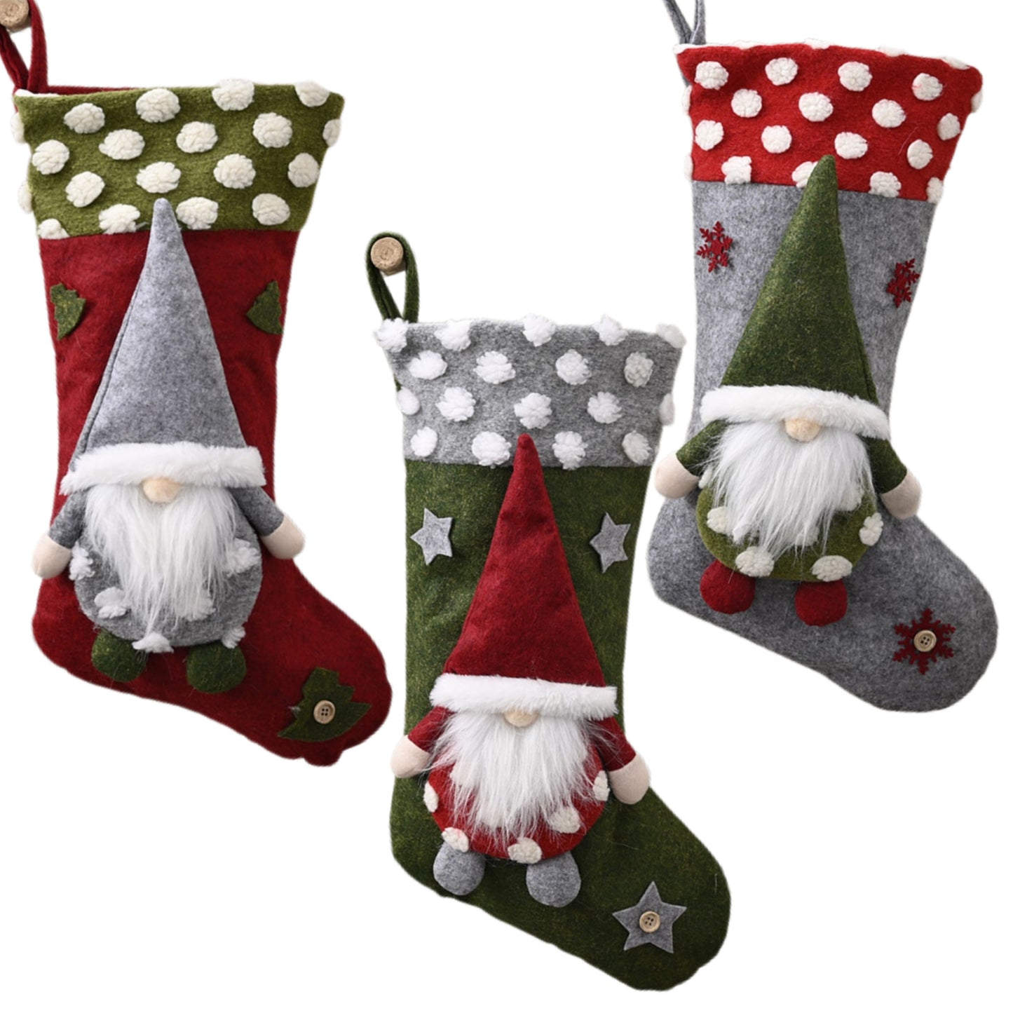 Gnome Christmas Hanging 3D Stockings Home Decor Holiday Decoration Colorful Plush