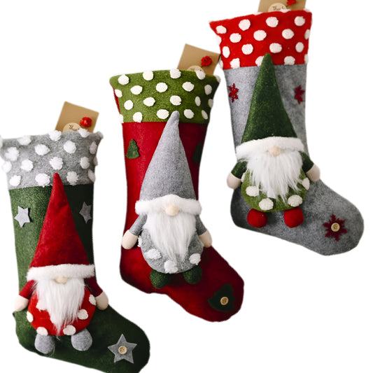 Gnome Christmas Hanging 3D Stockings Home Decor Holiday Decoration Colorful Plush