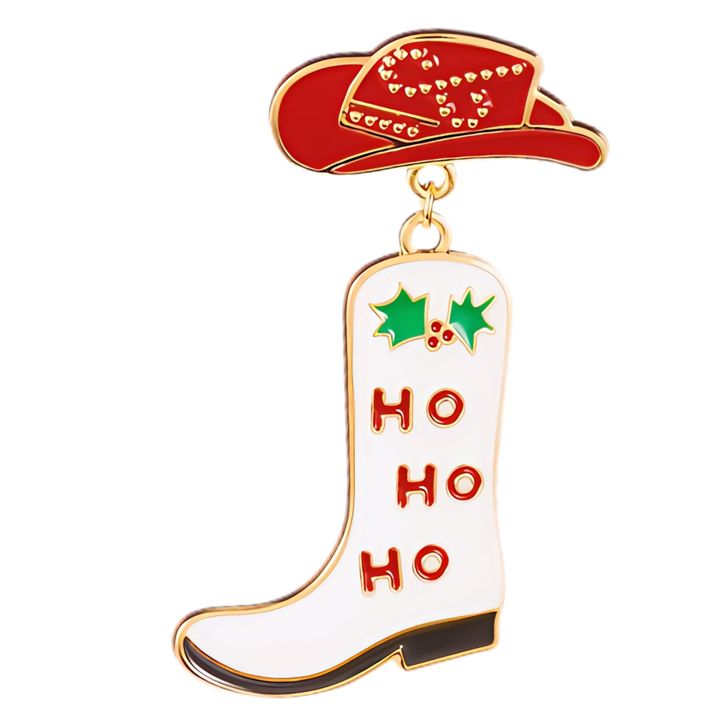 Cowboy Boot Ho Ho Ho Christmas Dangle Earrings Festive Western Cowgirl Jewelry