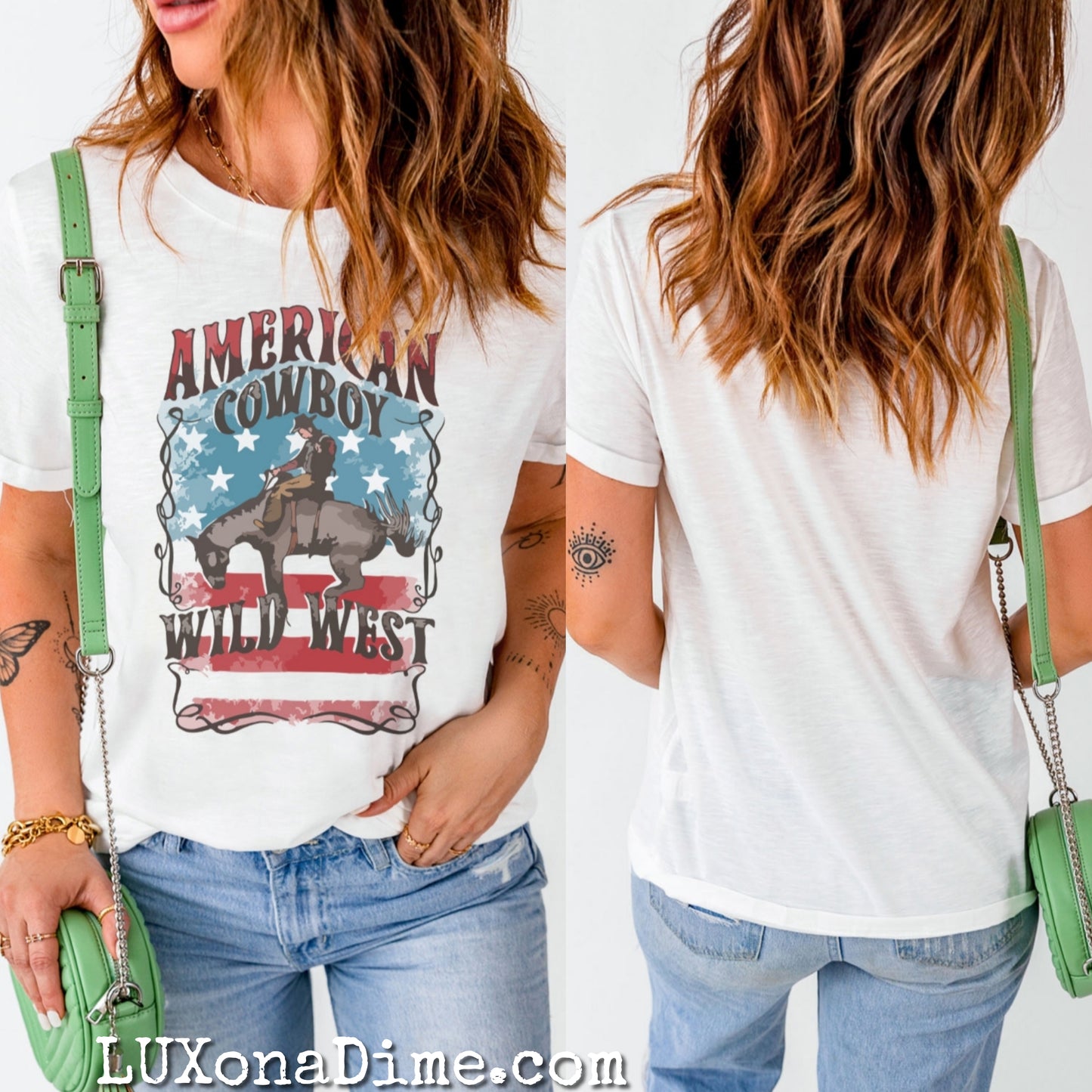 Country Western AMERICAN COWBOY WILD WEST Tee Shirt (Plus Size Available)