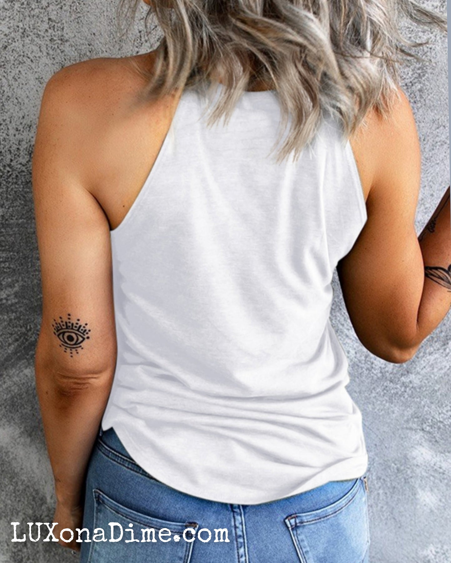 American Flag Floral Graphic Shirt Patriotic Sleeveless Grecian Tank Top