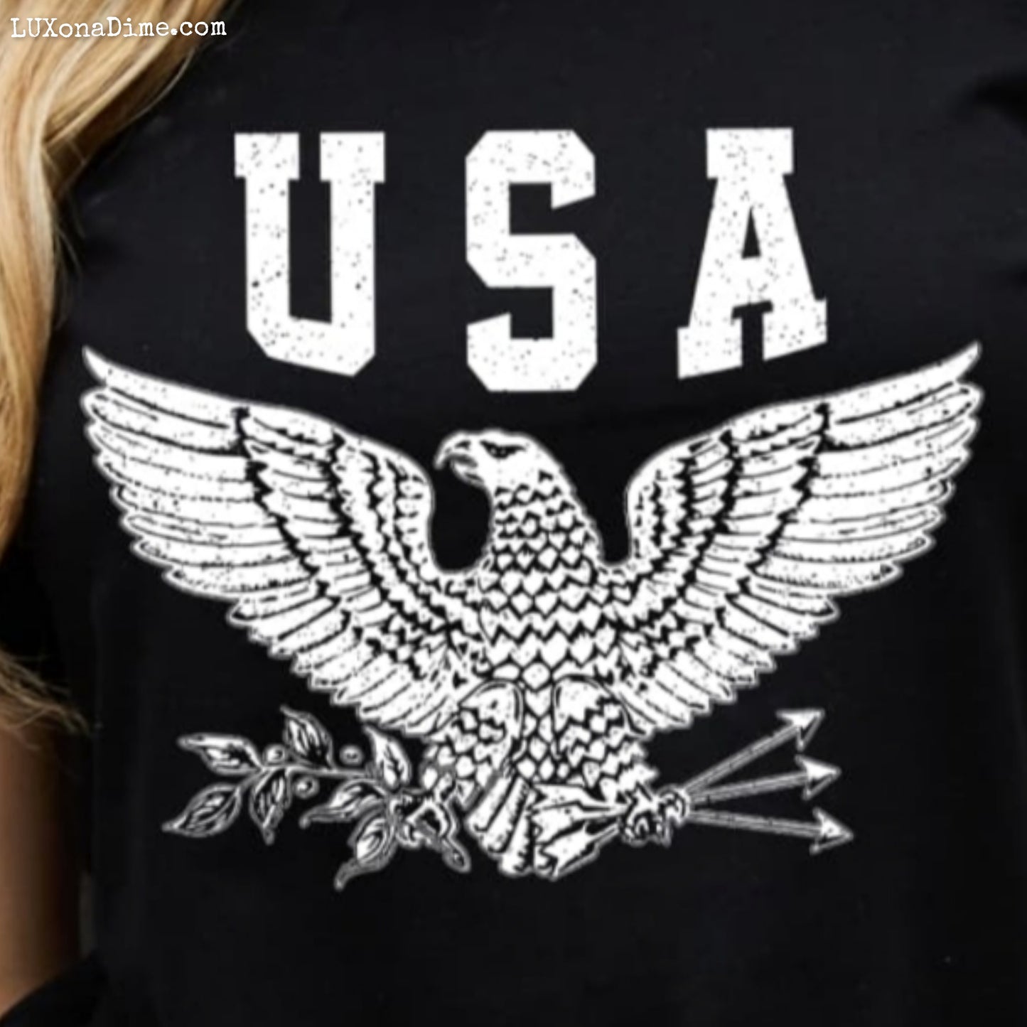 USA American Eagle Graphic 100% Cotton Short-sleeve Tee Shirt