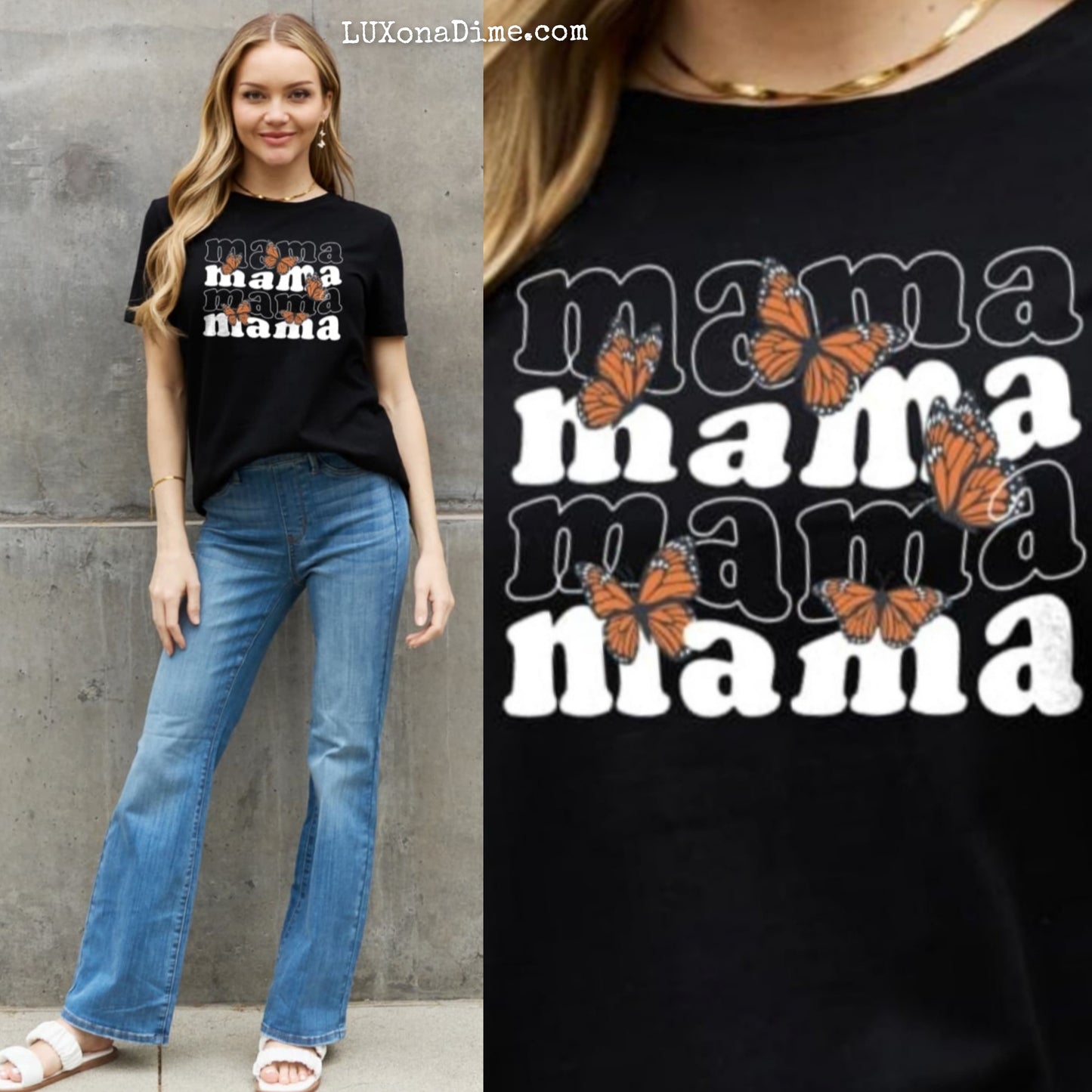 Butterfly MAMA Graphic 100% Cotton Short-sleeve T-Shirt