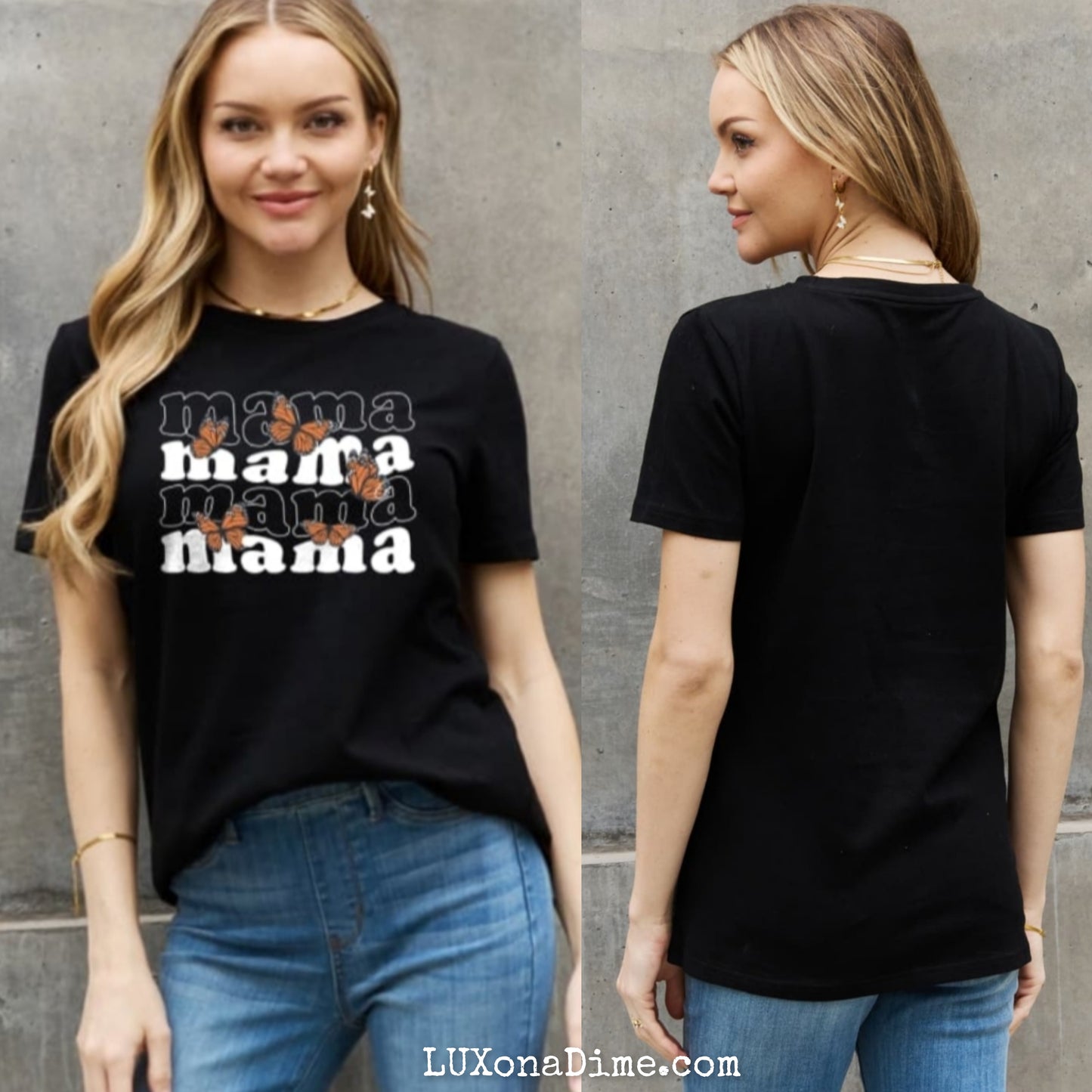 Butterfly MAMA Graphic 100% Cotton Short-sleeve T-Shirt