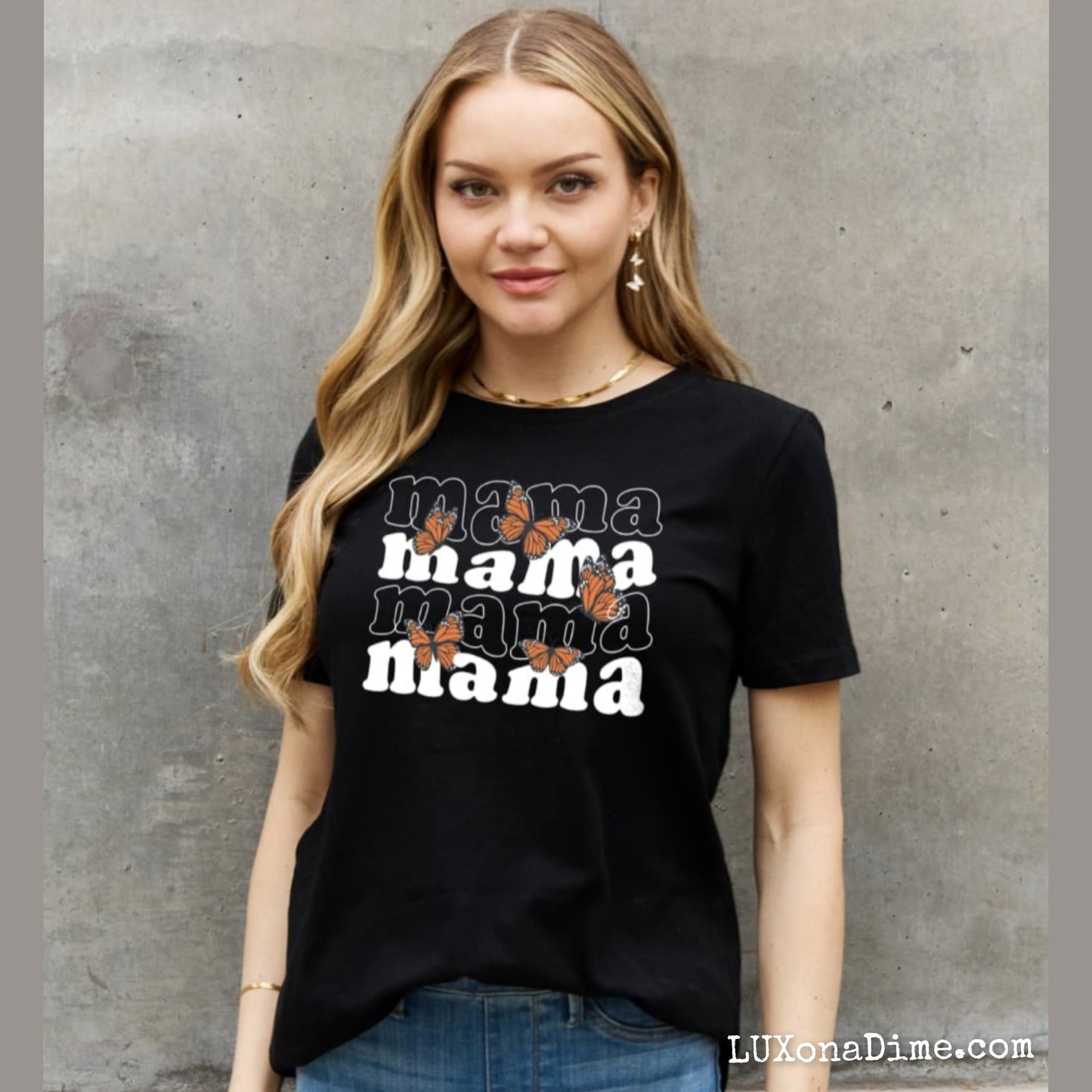 Butterfly MAMA Graphic 100% Cotton Short-sleeve T-Shirt