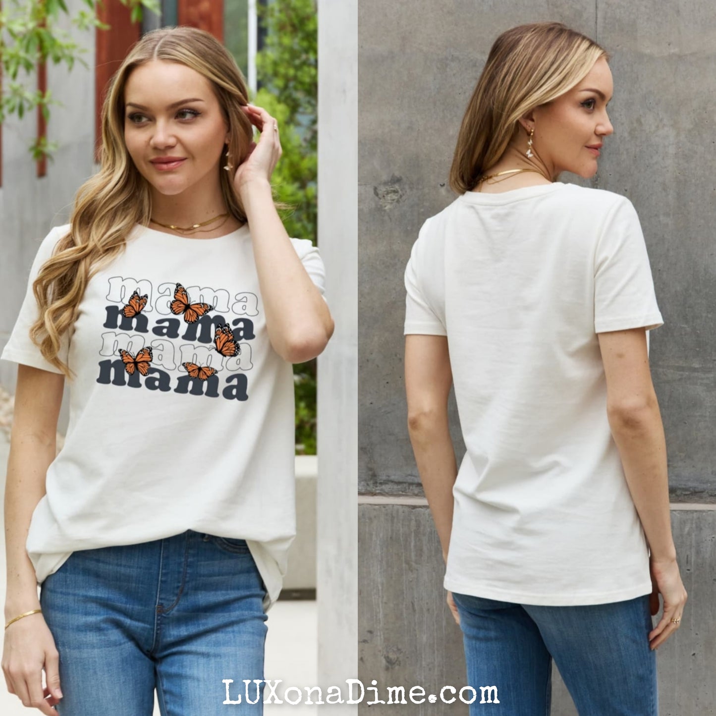 Butterfly MAMA Graphic 100% Cotton Short-sleeve T-Shirt