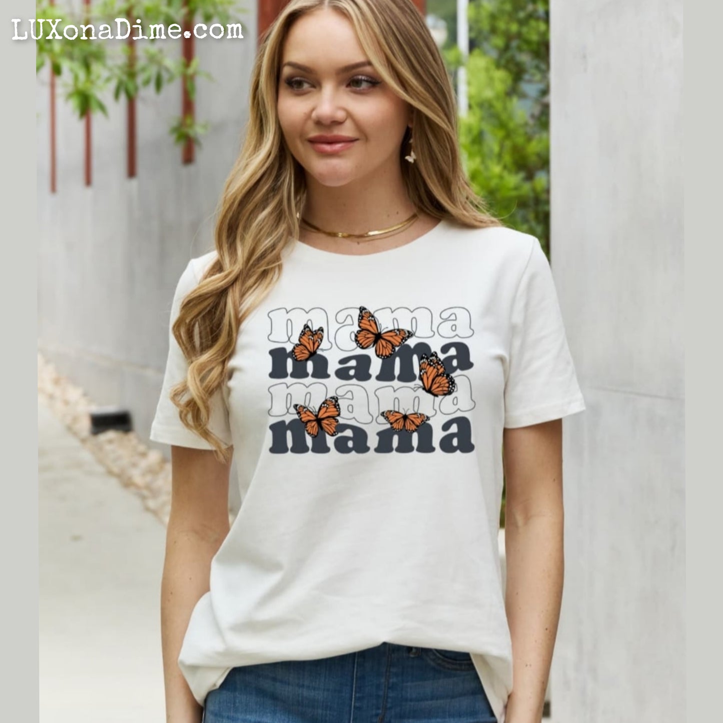 Butterfly MAMA Graphic 100% Cotton Short-sleeve T-Shirt