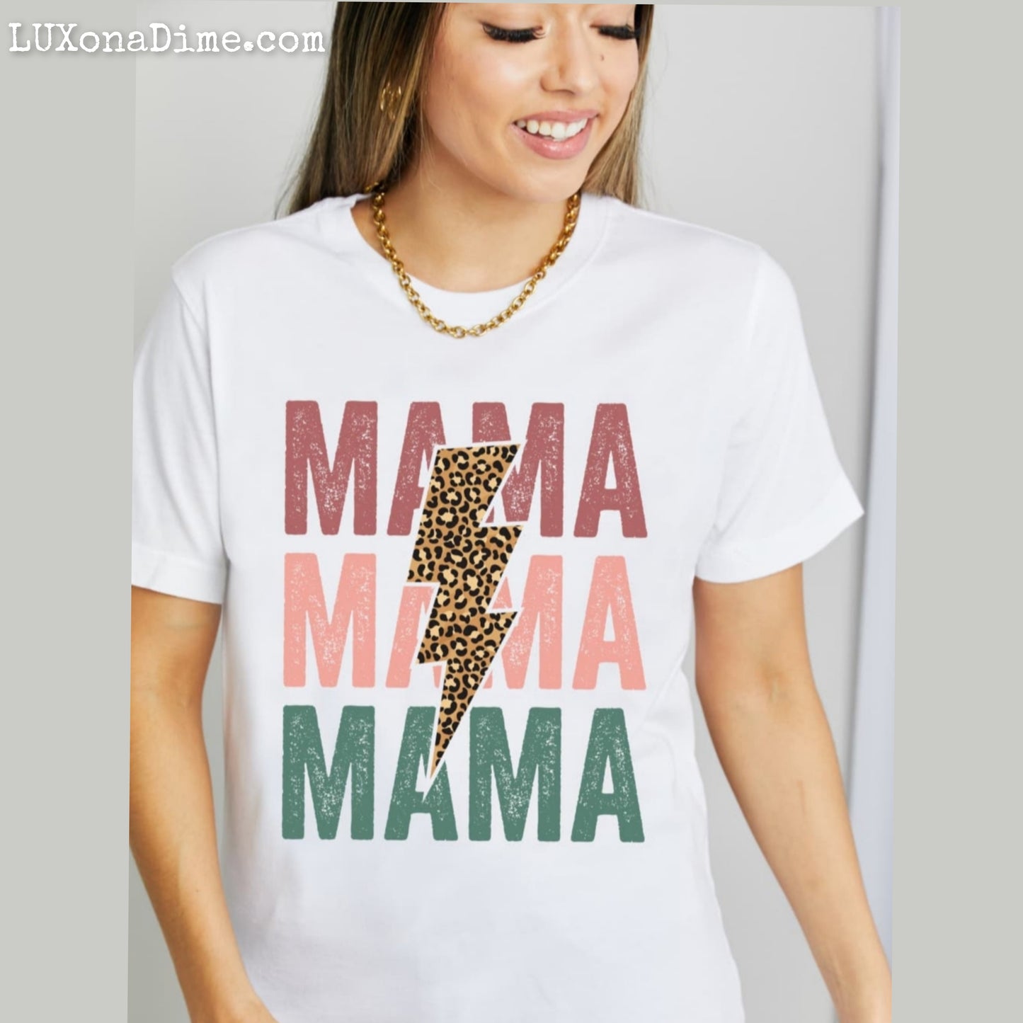 Leopard MAMA Colorful Graphic 100% Cotton Short-sleeve Tee Shirt