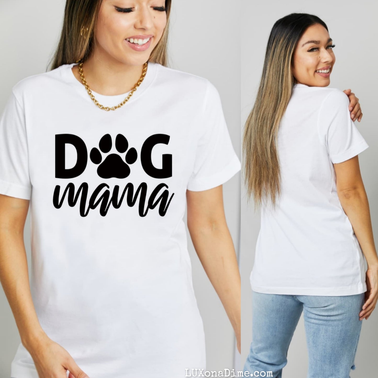 DOG MAMA 100% Cotton Graphic Short-sleeve Tee Shirt (Plus Size Available)