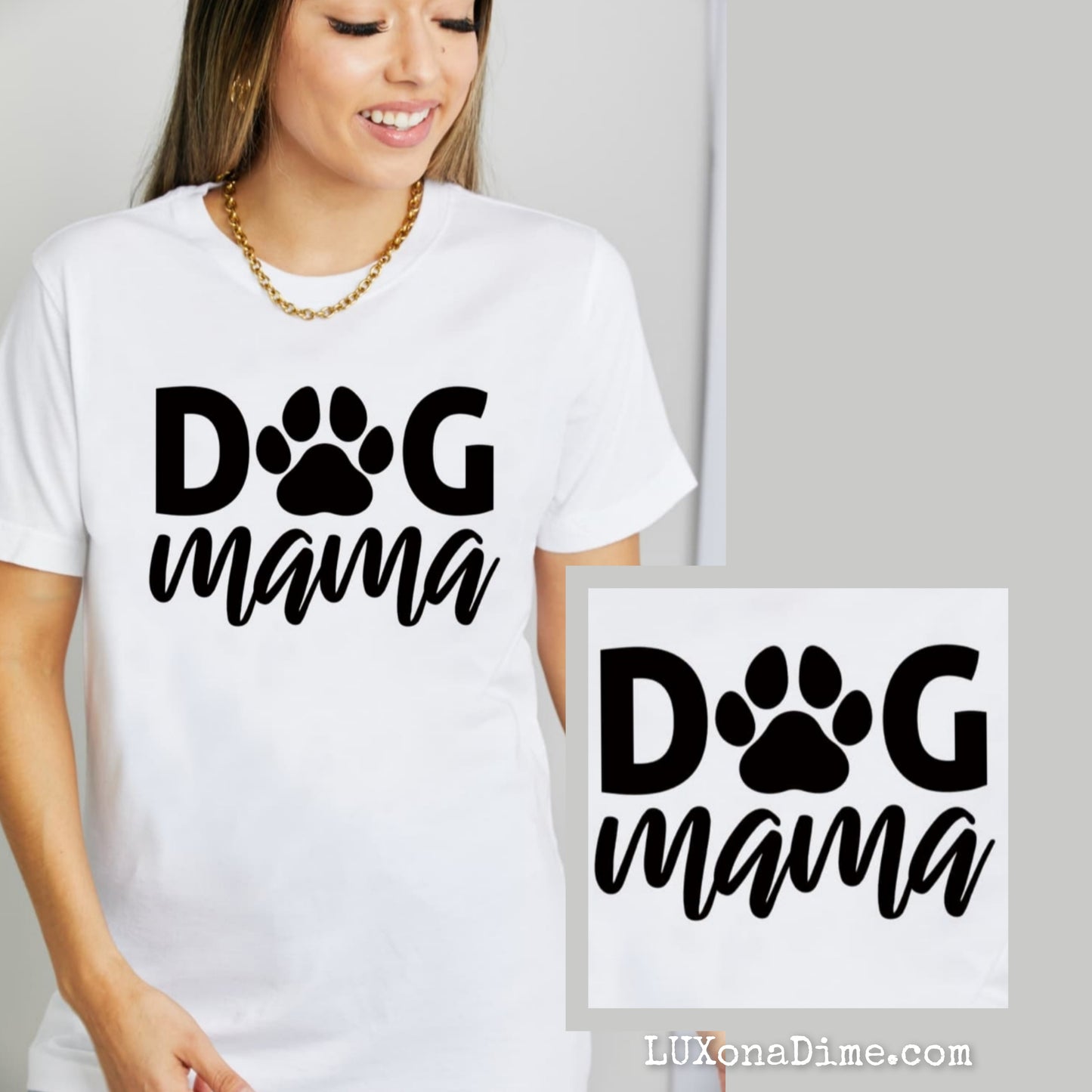 DOG MAMA 100% Cotton Graphic Short-sleeve Tee Shirt (Plus Size Available)
