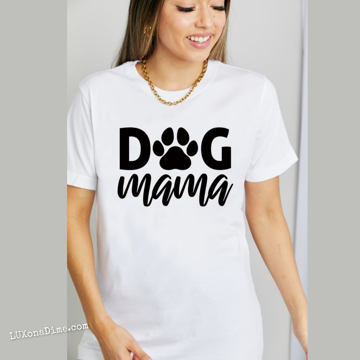 DOG MAMA 100% Cotton Graphic Short-sleeve Tee Shirt (Plus Size Available)