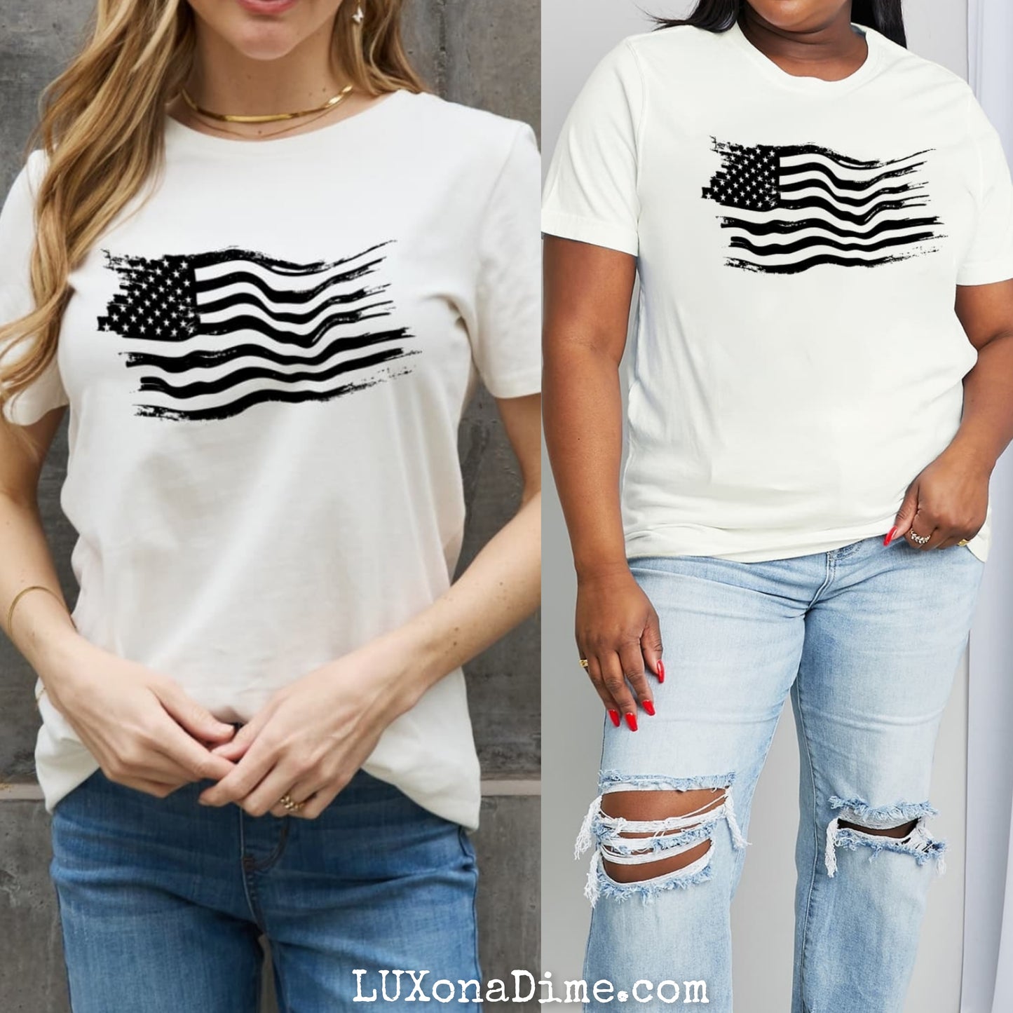 US American Flag Graphic 100% Cotton Short-sleeve Tee Shirt