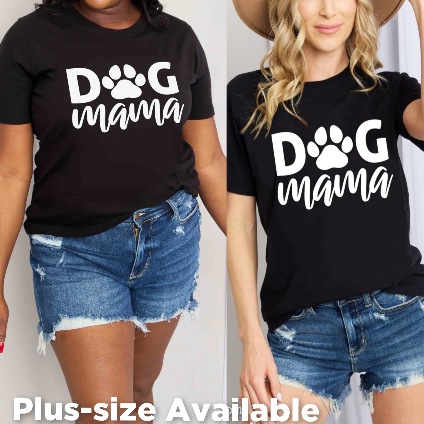 DOG MAMA 100% Cotton Graphic Short-sleeve Tee Shirt (Plus Size Available)