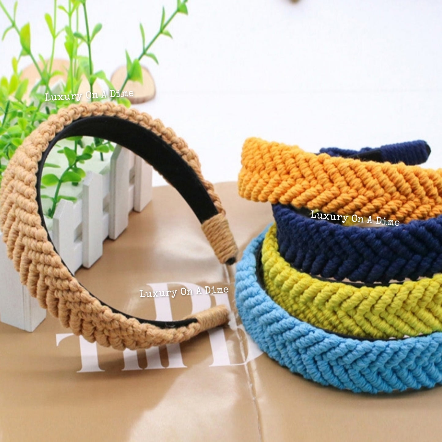Premium Braided Macrame Headband Colorful Boho Hair Accessory (10 Colors)