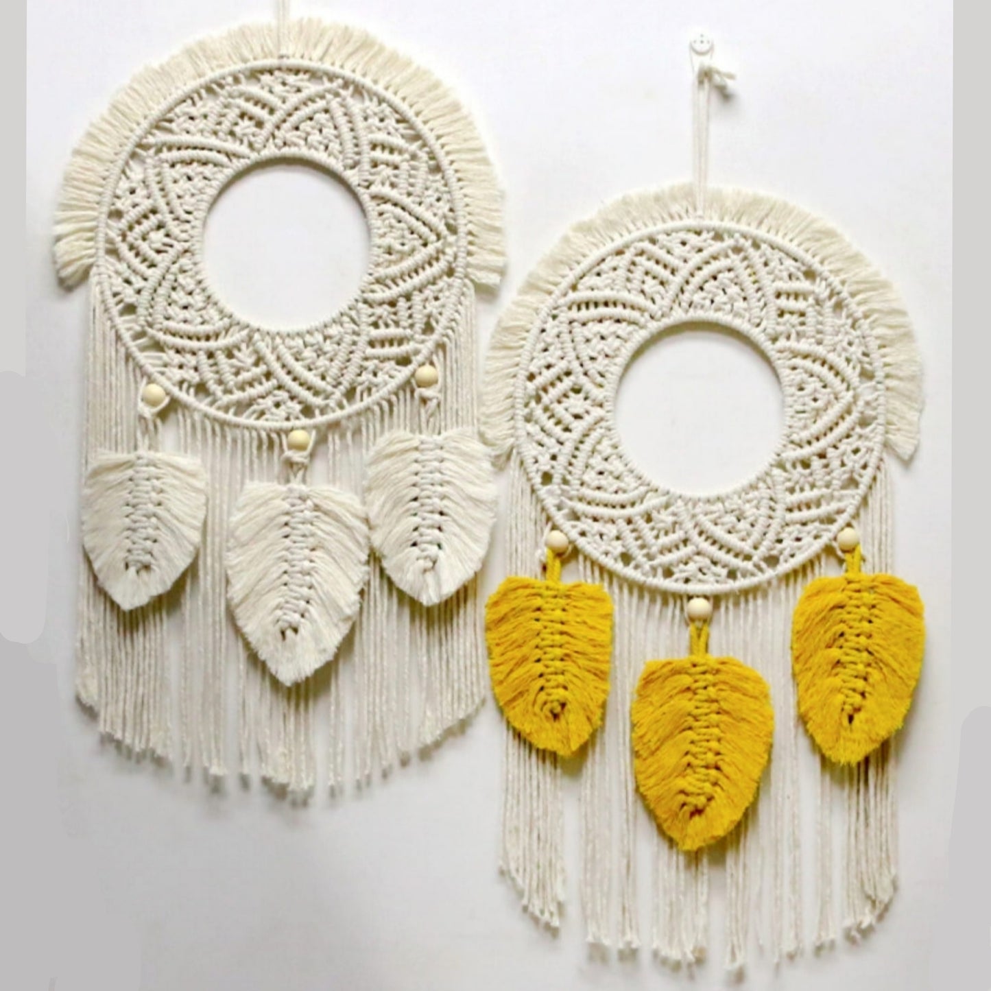 FEATHER Fringe Macrame Wall Hanging Hand-made Bohemian Home Decor Tapestry
(2 colors available)