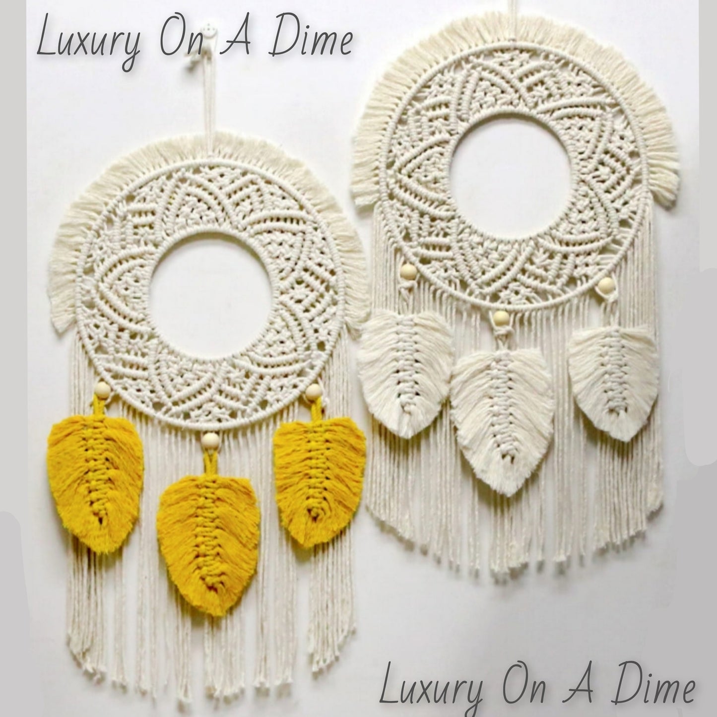FEATHER Fringe Macrame Wall Hanging Hand-made Bohemian Home Decor Tapestry
(2 colors available)