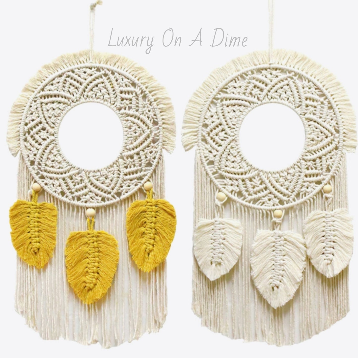 FEATHER Fringe Macrame Wall Hanging Hand-made Bohemian Home Decor Tapestry
(2 colors available)
