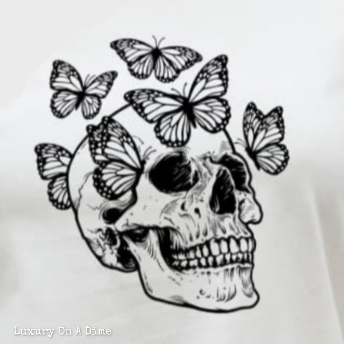 Skull Butterfly Contrasting Graphic 100% Cotton Short-sleeve Tee Shirt