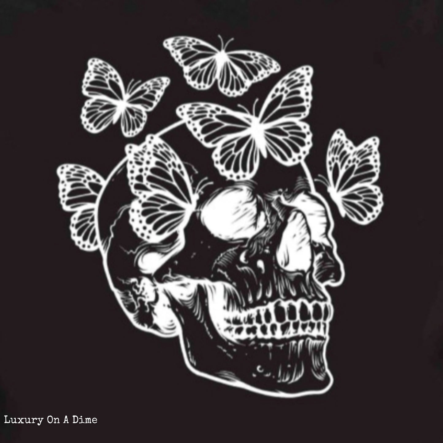 Skull Butterfly Contrasting Graphic 100% Cotton Short-sleeve Tee Shirt