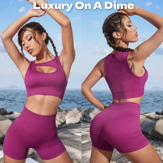Matching Set Cutout Crop Top and Sports Shorts Activewear Outfit