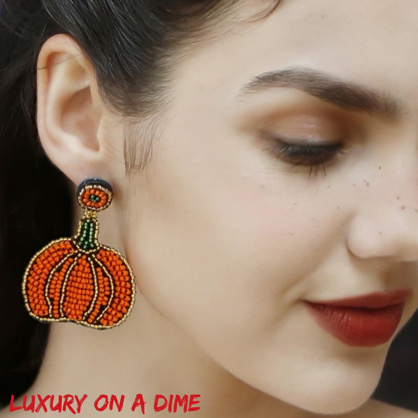 Beaded Fall Pumpkin Shape Jewlery Dangle Earrings