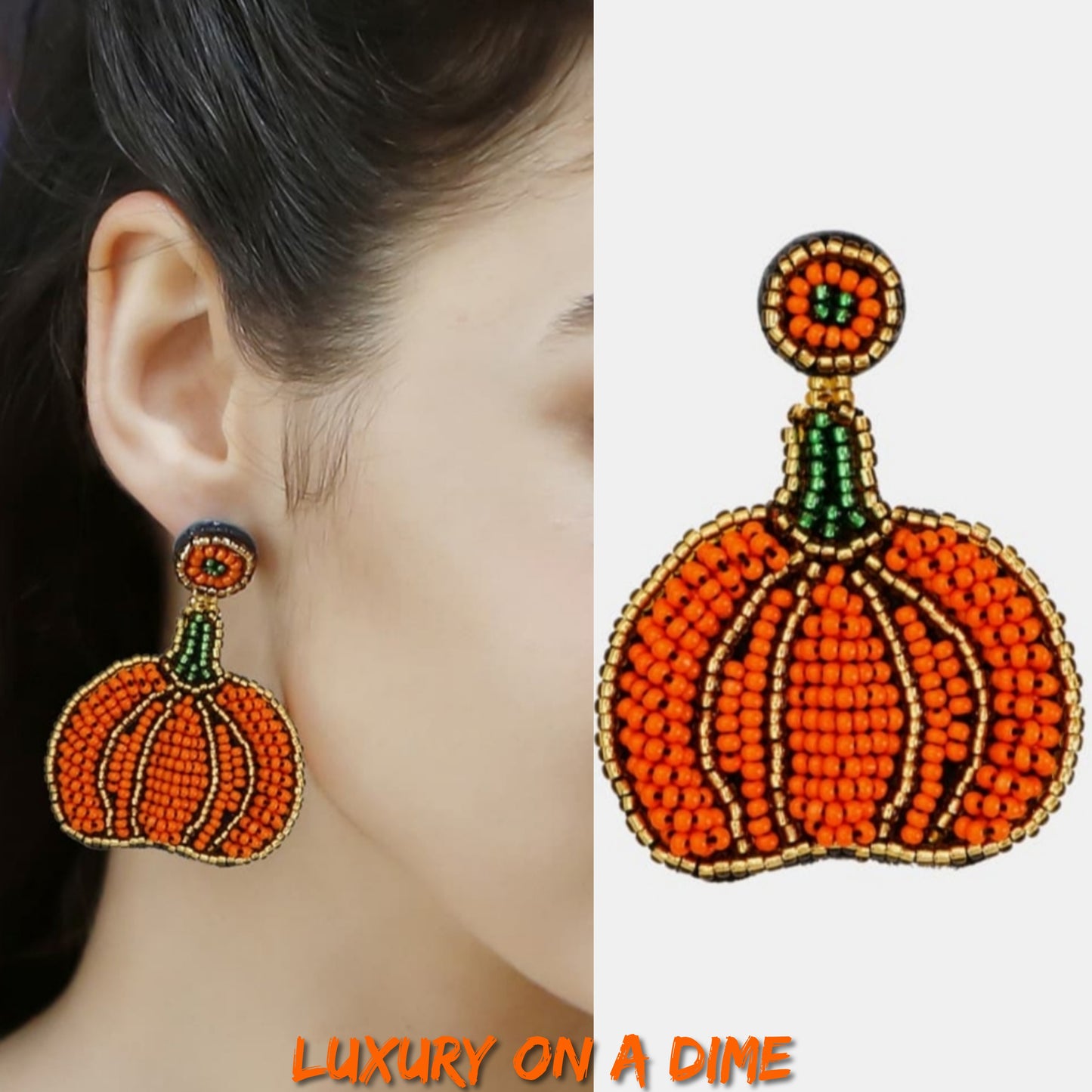 Beaded Fall Pumpkin Shape Jewlery Dangle Earrings