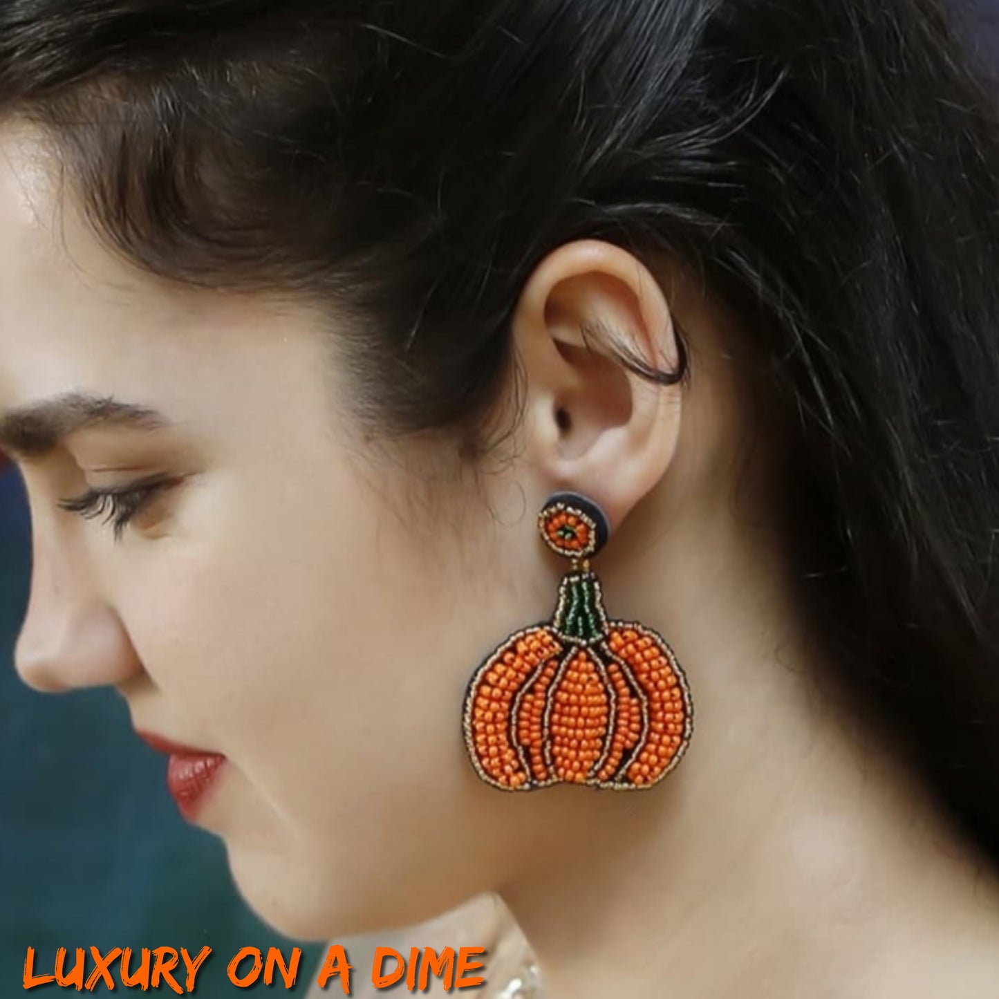 Beaded Fall Pumpkin Shape Jewlery Dangle Earrings
