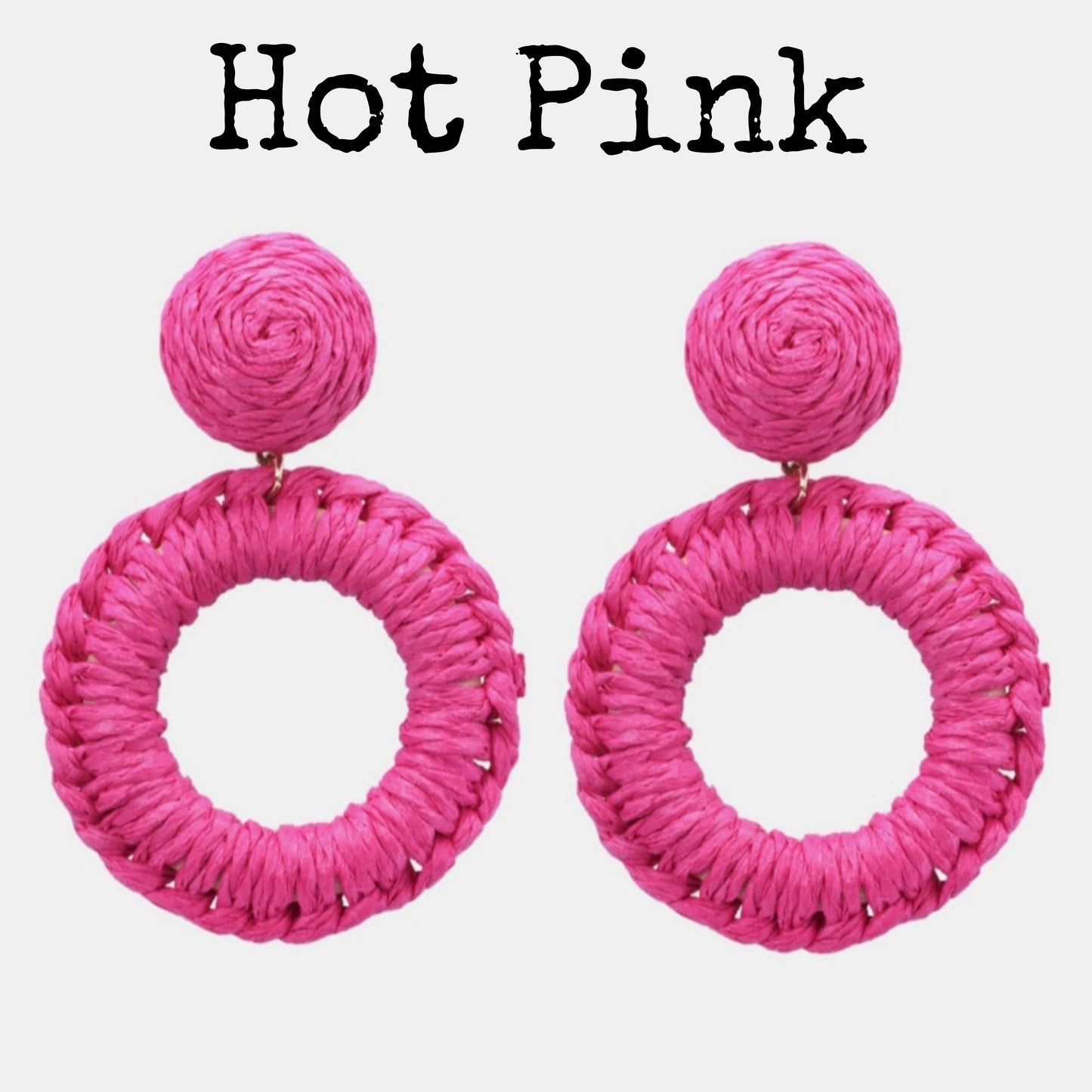 Bold Raffia Grass Round Dangle Earrings Jewelry (10 colors Available)