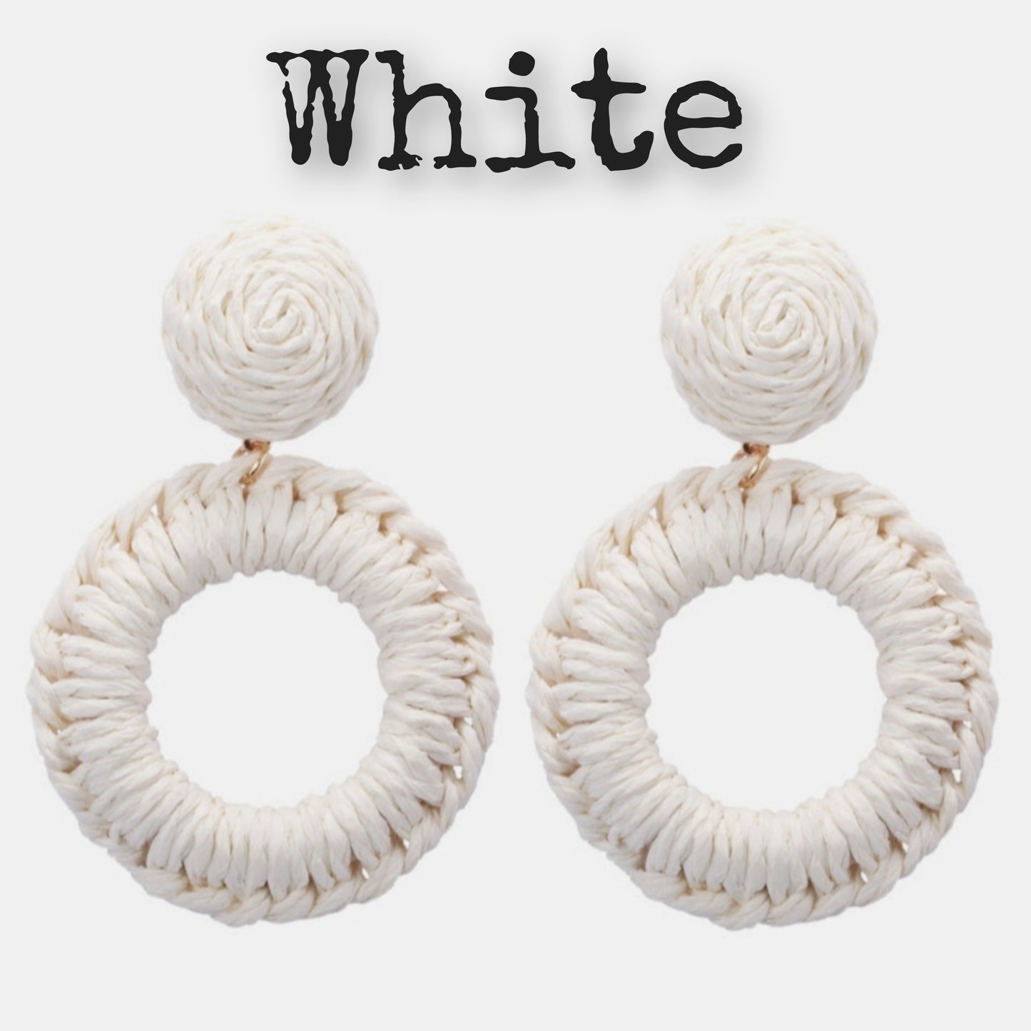 Bold Raffia Grass Round Dangle Earrings Jewelry (10 colors Available)