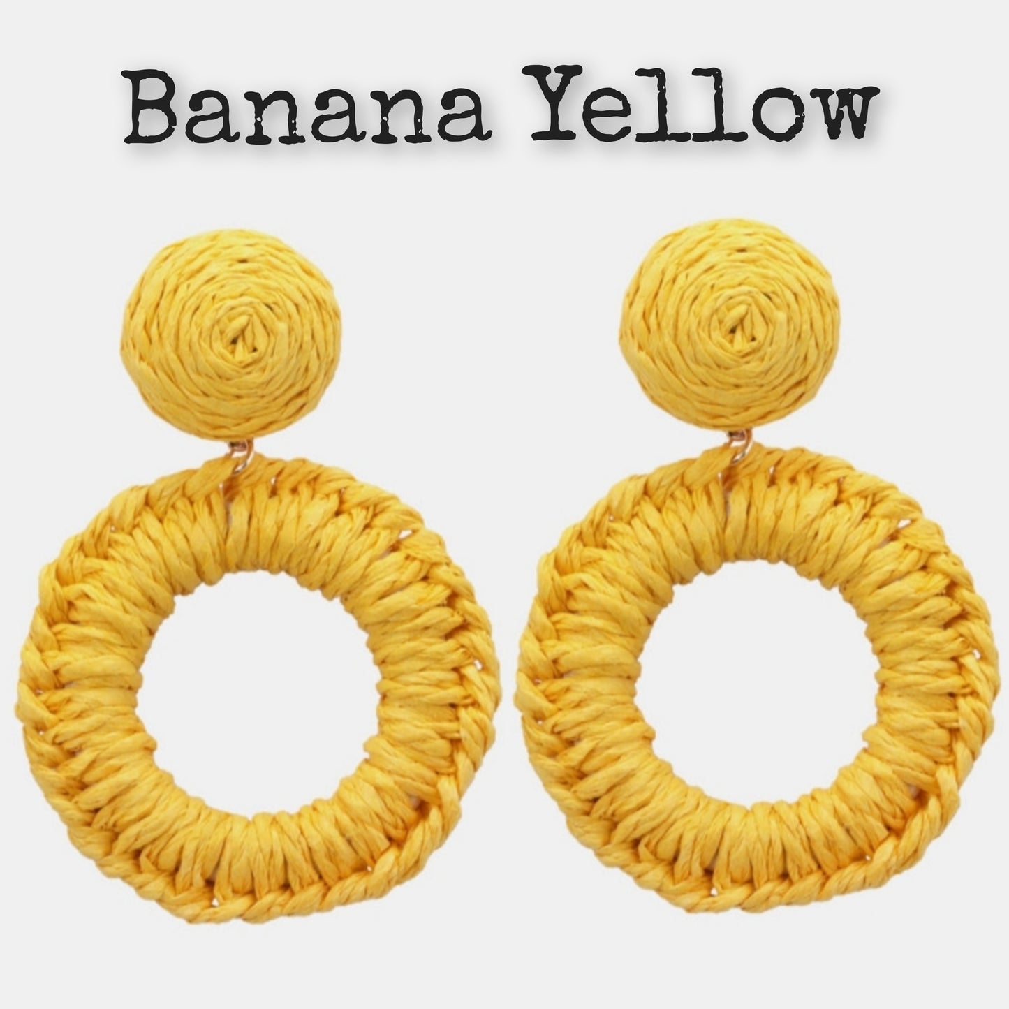 Bold Raffia Grass Round Dangle Earrings Jewelry (10 colors Available)