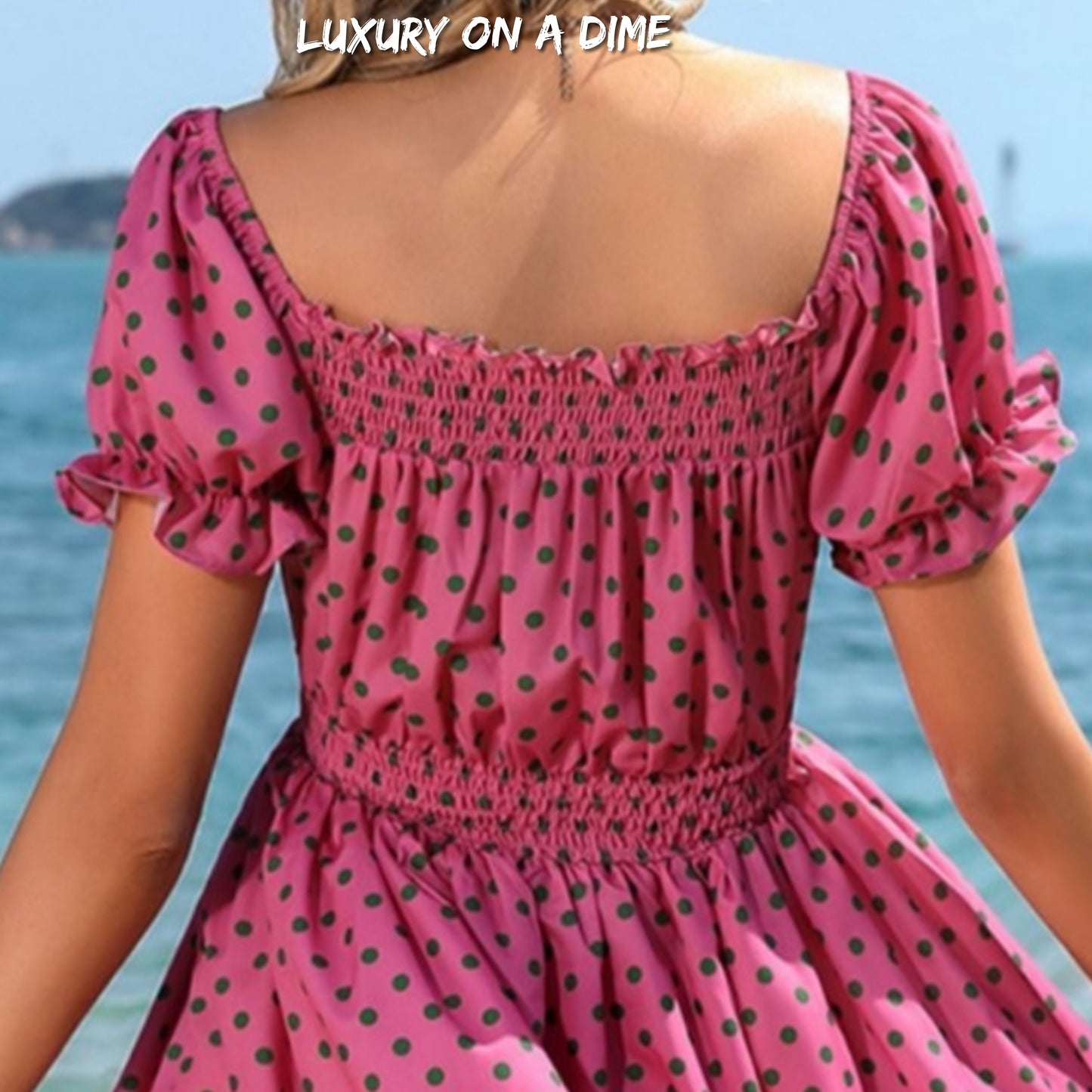 Ruffle Accent Smocked Chest and Waist Babydoll Mini Dress