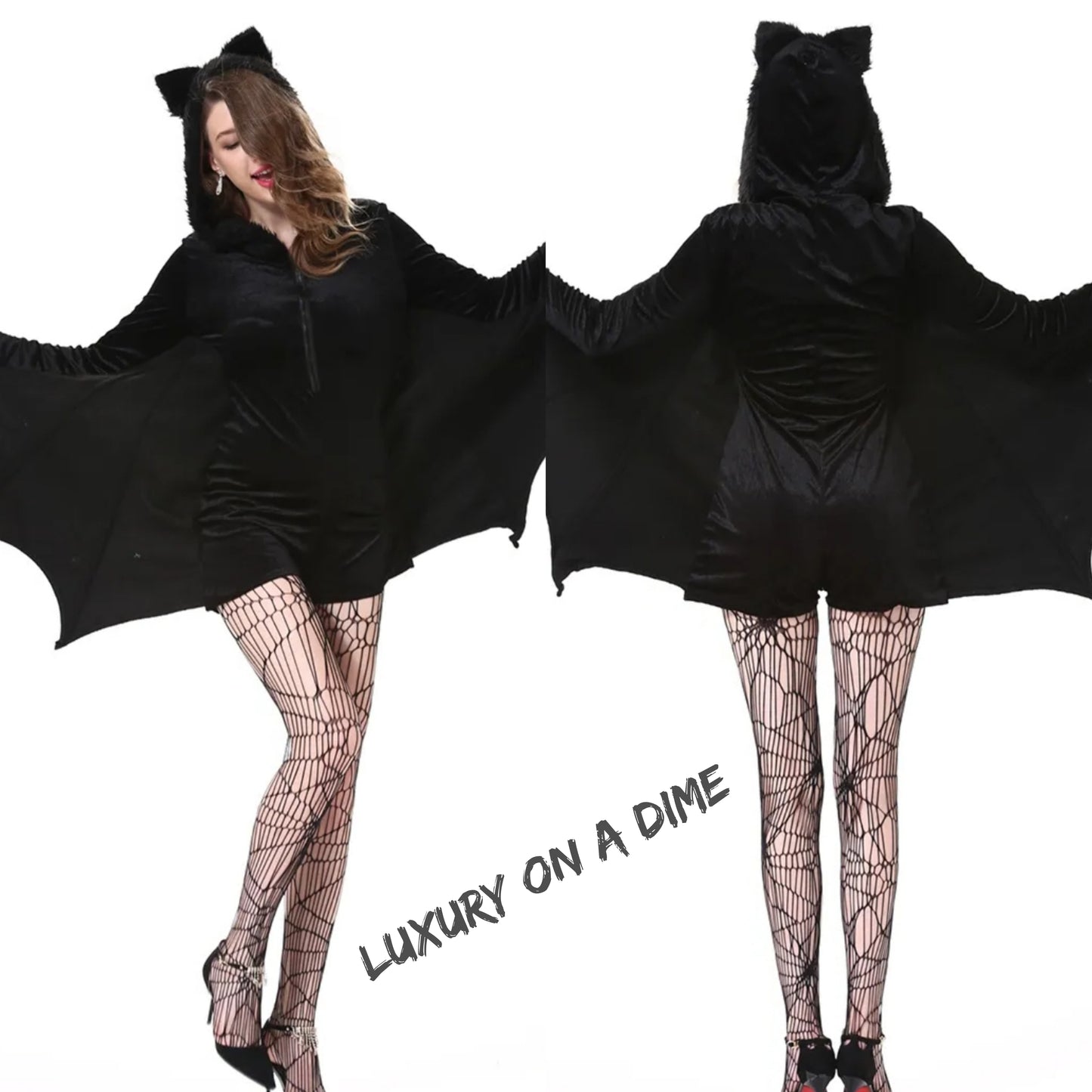 ONE-PIECE Shorts Romper BAT Lady Adult Sexy Women's Halloween Costume Cosplay