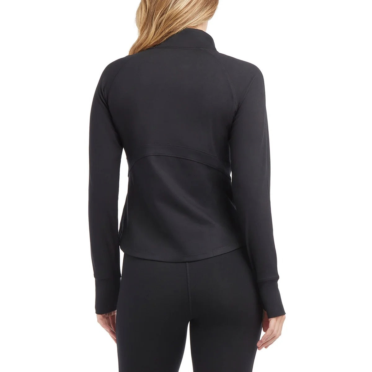 Jockey Women's Yoga Jacket Tulip Hem Athletic Running Pockets Activewear Thumb Hole Black