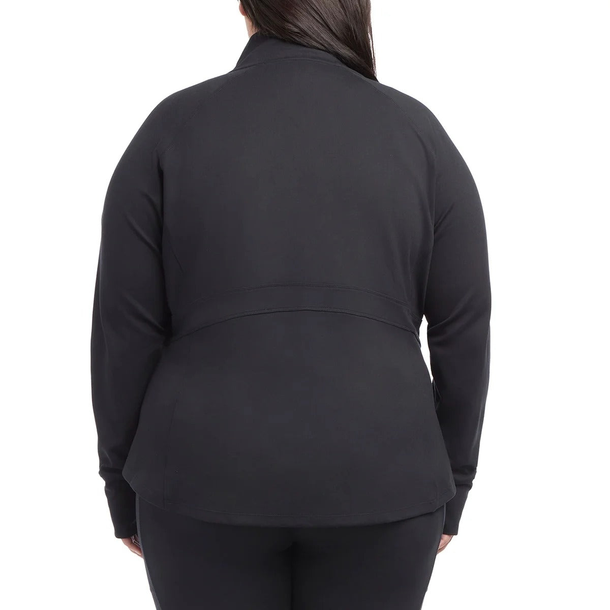 Jockey Women's Yoga Jacket Tulip Hem Athletic Running Pockets Activewear Thumb Hole Black