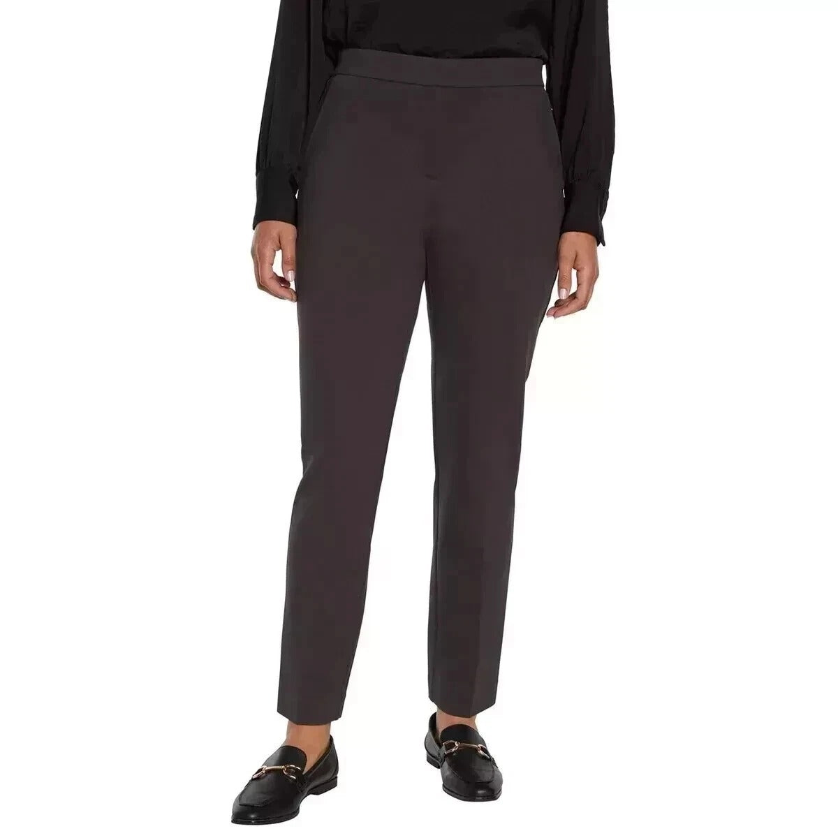 Banana Republic Women's Trousers Straight Leg Ponte Pants Flat Front Slacks Brown