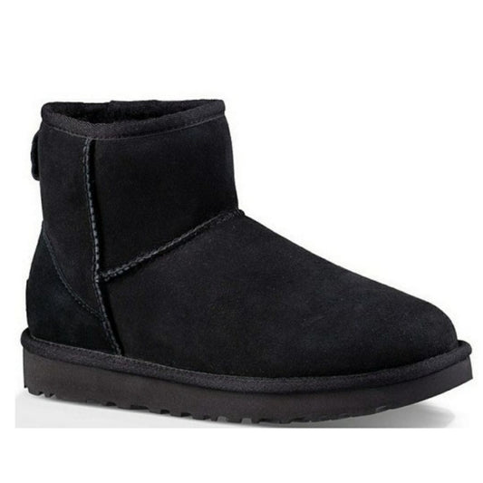 UGG Boots Woman Classic Mini II Genuine Fur Suede Sheepskin Luxury Black Shoes