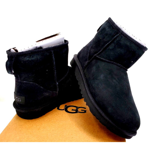UGG Boots Woman Classic Mini II Genuine Fur Suede Sheepskin Luxury Black Shoes