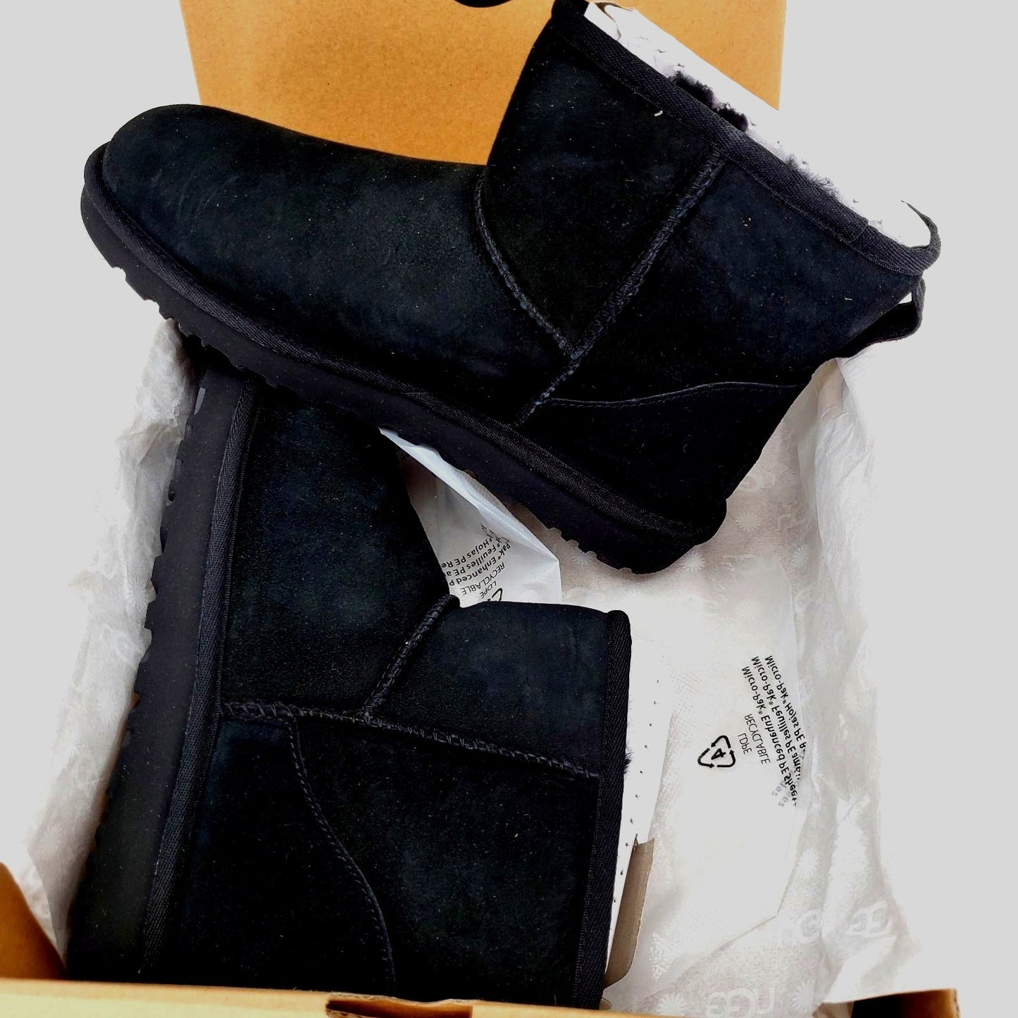 UGG Boots Woman Classic Mini II Genuine Fur Suede Sheepskin Luxury Black Shoes