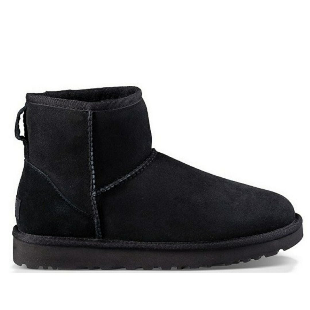 UGG Boots Woman Classic Mini II Genuine Fur Suede Sheepskin Luxury Black Shoes