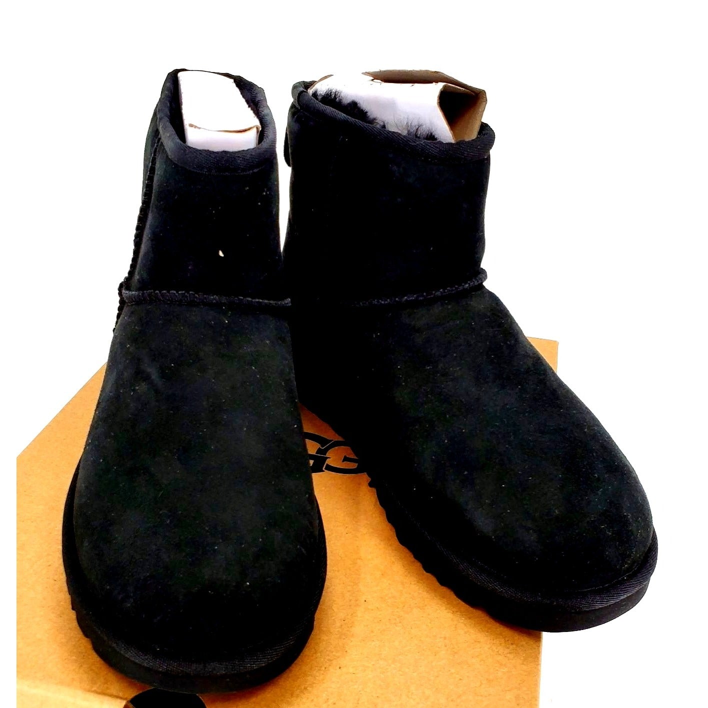 UGG Boots Woman Classic Mini II Genuine Fur Suede Sheepskin Luxury Black Shoes